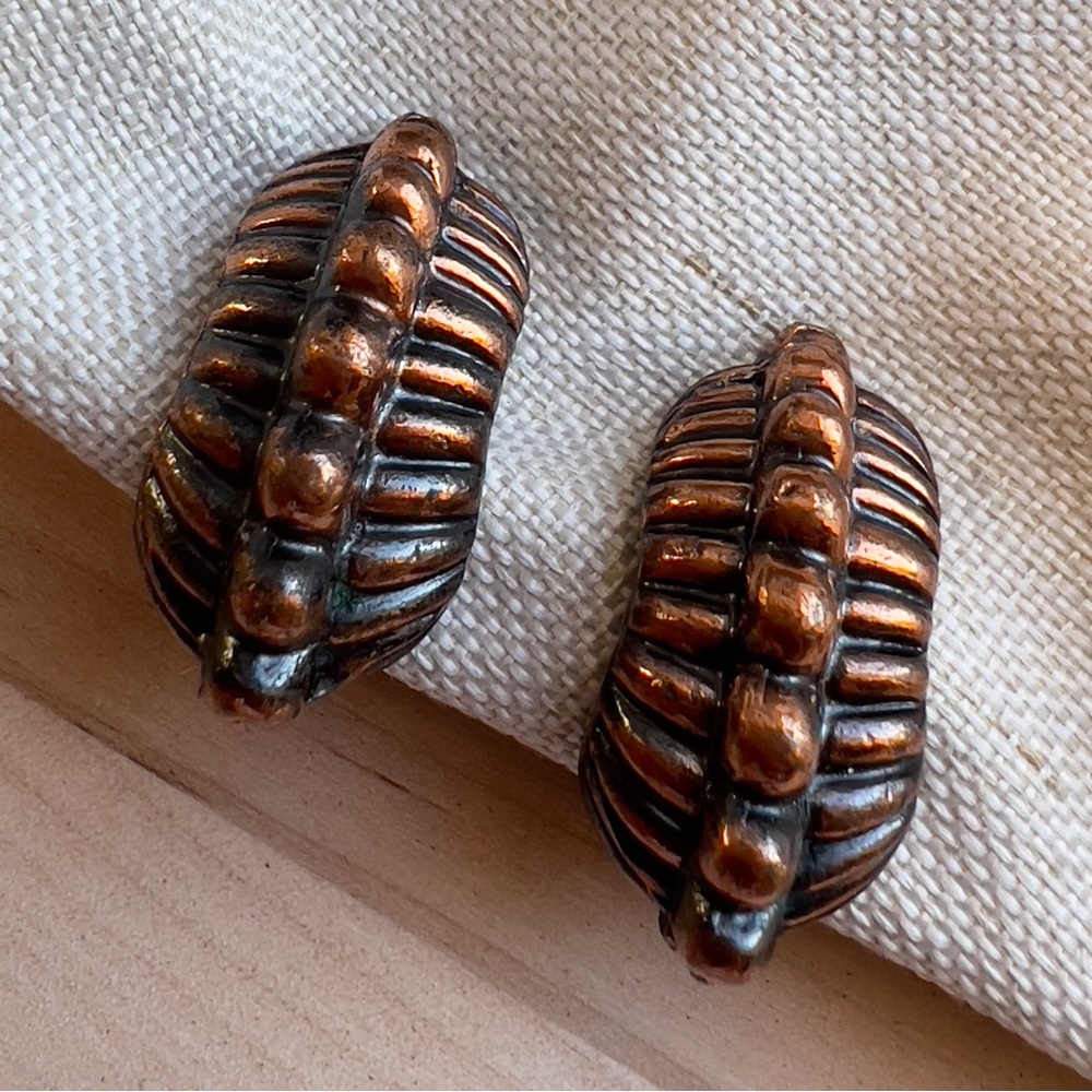 Vintage Copper Trilobite pattern textured Jewelry accessories Clip On Earring
